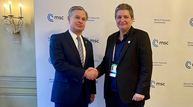 Claudia Plattner at MSC 2024 with Christopher A. Wray